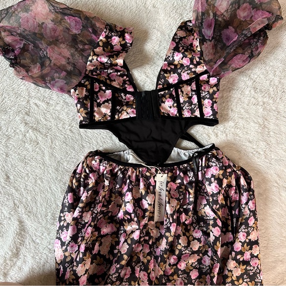 NWT For Love and Lemons floral Madison midi dress - Picture 3 of 4